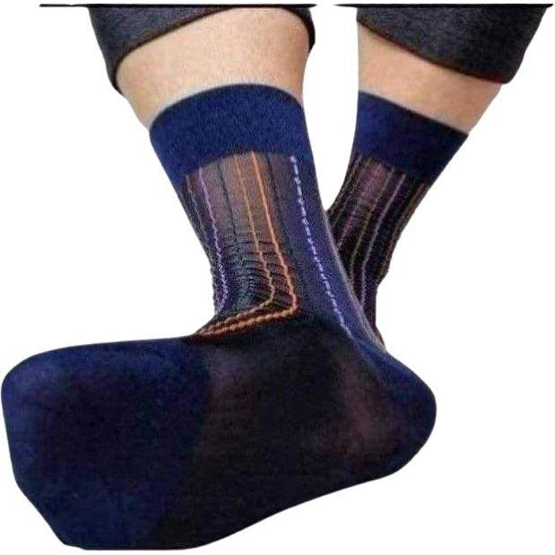 Park Avenue Striped Sheer Socks - Eliot Grey