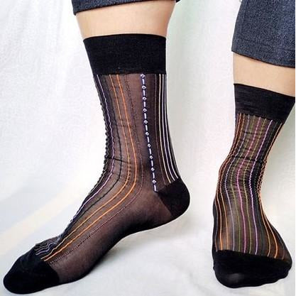 Park Avenue Striped Sheer Socks - Eliot Grey
